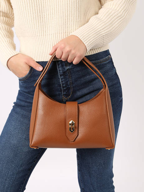 Sac PortÃ© Ã©paule Foulonne Double Cuir Lancaster Marron foulonne double 60 vue secondaire 1