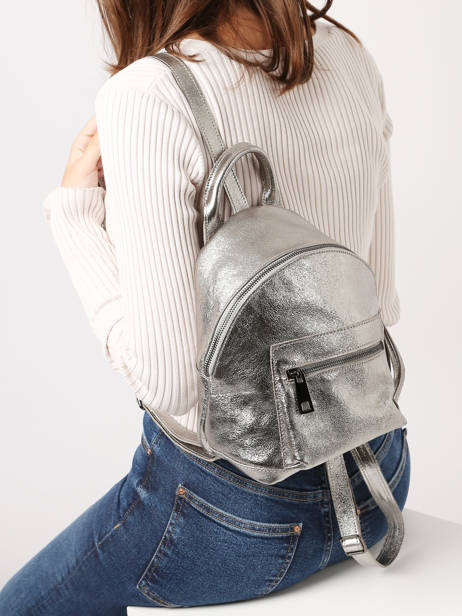 Sac à Dos Nine Cuir Milano Argent nine NI23066 vue secondaire 1