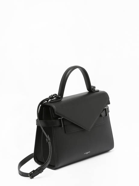 Sac BandouliÃ¨re M Double Rabat Emilie Cuir GrainÃ© Le tanneur Noir emily TEMI1014 vue secondaire 2