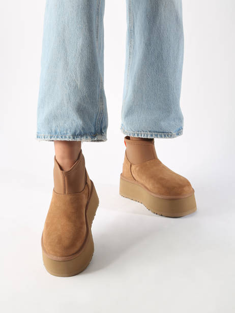 Boots Classic Mini Dipper Semelle CompensÃ©e En Cuir Ugg Beige women 1168170 vue secondaire 1