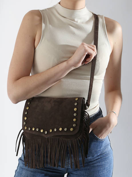Sac BandouliÃ¨re Velvet Cuir Milano Marron velvet VE241115 vue secondaire 1
