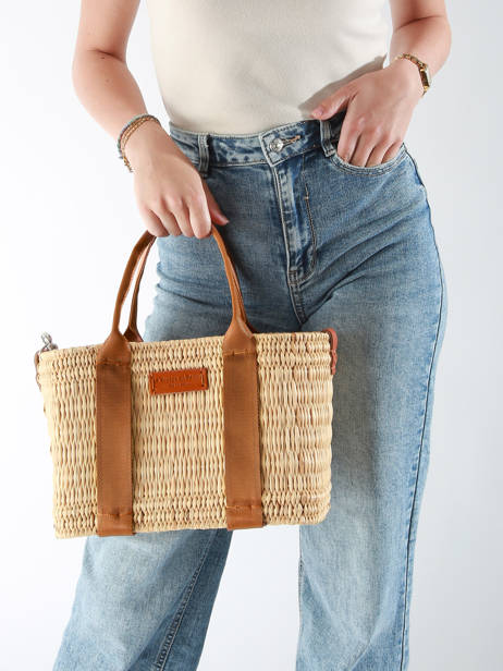 Sac à Main Estival Paille Le voyage en panier Beige estival PM779 vue secondaire 1