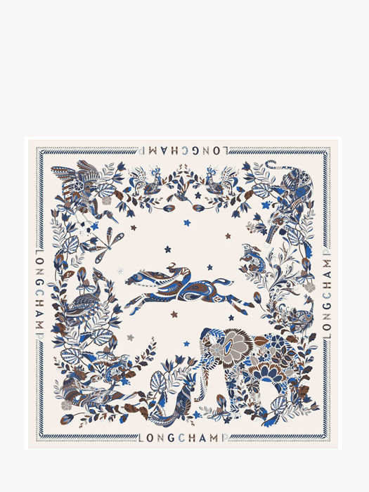 Longchamp Soie gots Foulard Bleu