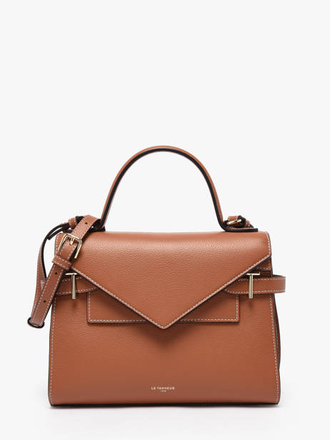 Sac Bandoulière M Double Rabat Emilie Cuir Grainé Le tanneur Marron emily TEMI1014