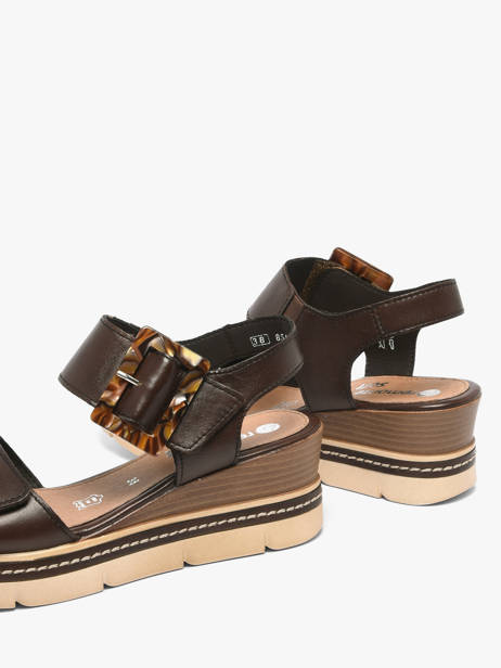 Sandales Talon Compensé En Cuir Remonte Marron women 25 vue secondaire 2