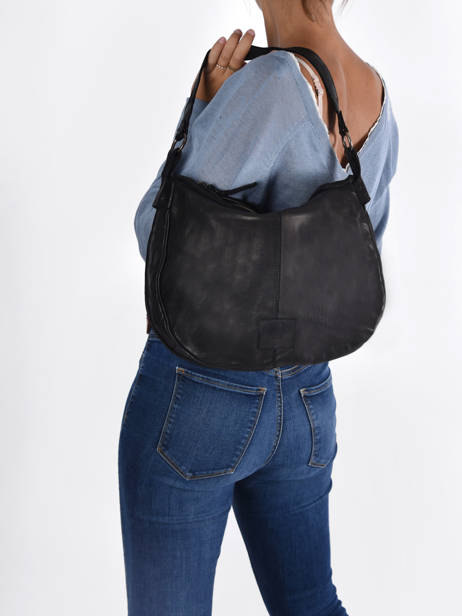 Sac BandouliÃ¨re Heritage Cuir Biba Noir heritage BT17 vue secondaire 1