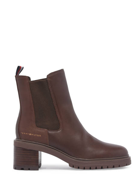 Bottines Ã  Talon En Cuir Tommy hilfiger Marron women 6737GT7