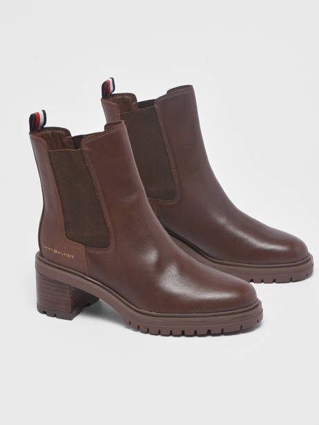 Bottines Ã  Talon En Cuir Tommy hilfiger Marron women 6737GT7 vue secondaire 1